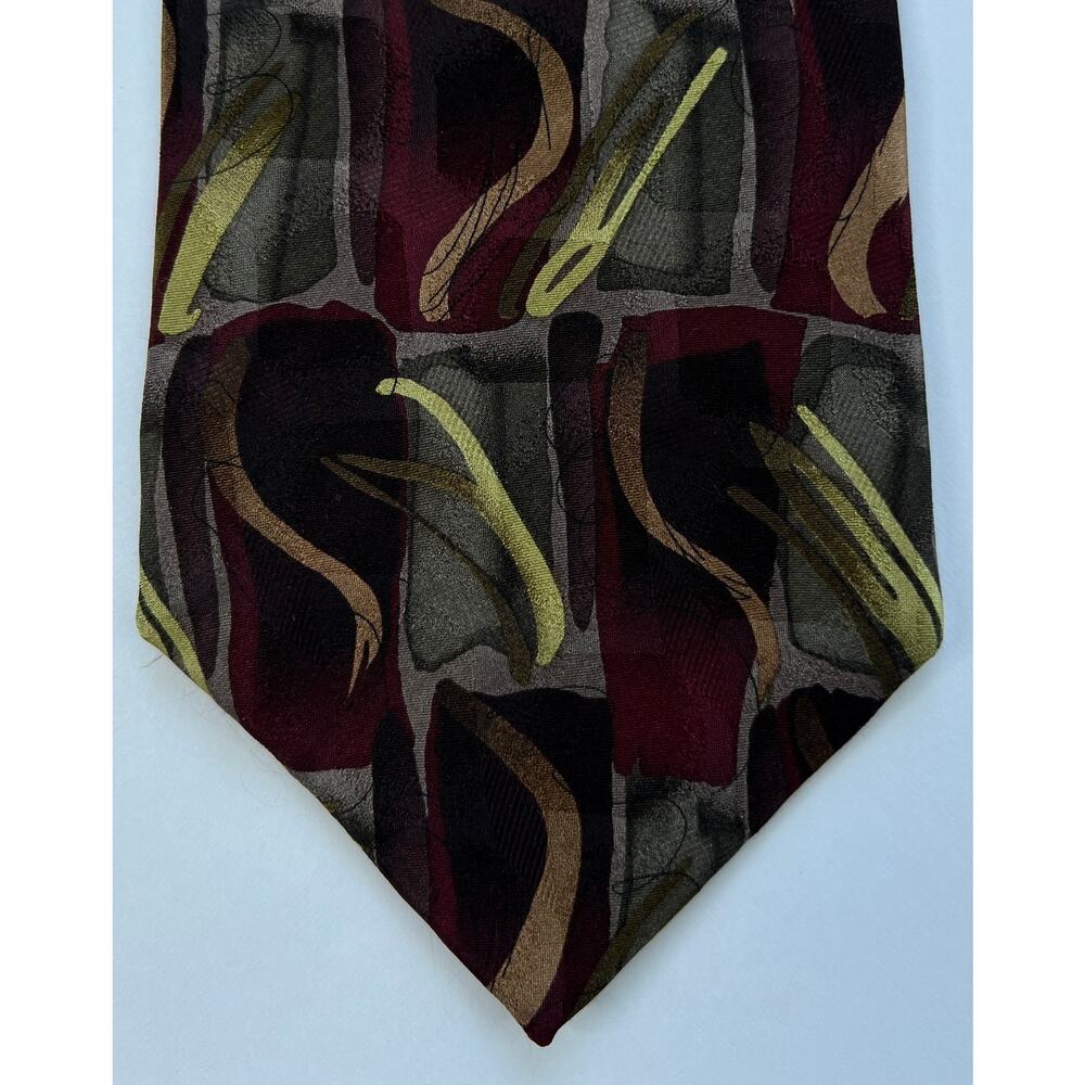 Jerry Garcia Banyan Trees Silk Tie Abstract Art Burgundy Gray Made Korea 58 3.75